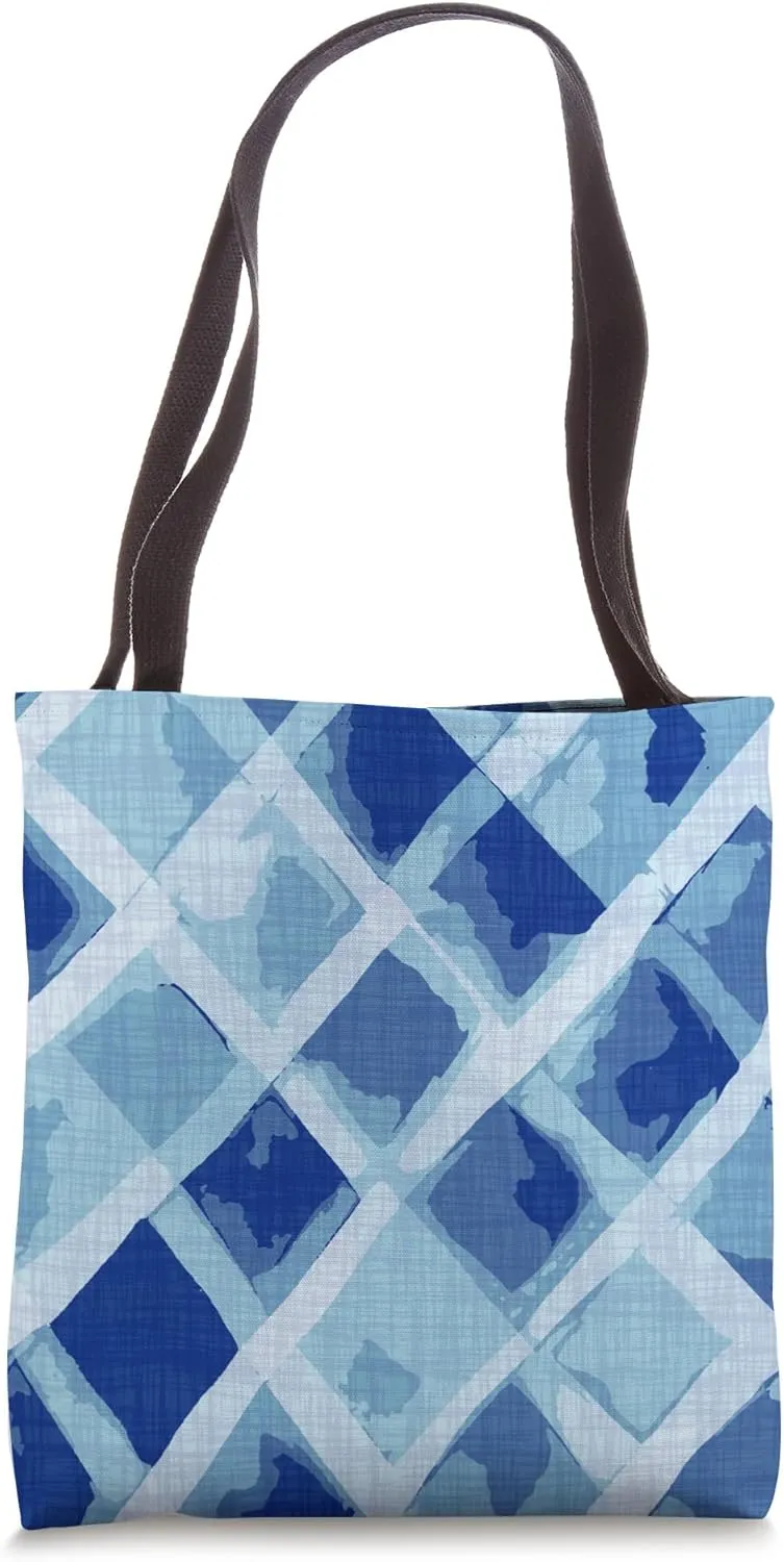 Abstract Blue Trellis Watercolor Pattern in Bold Blues Tote Bag