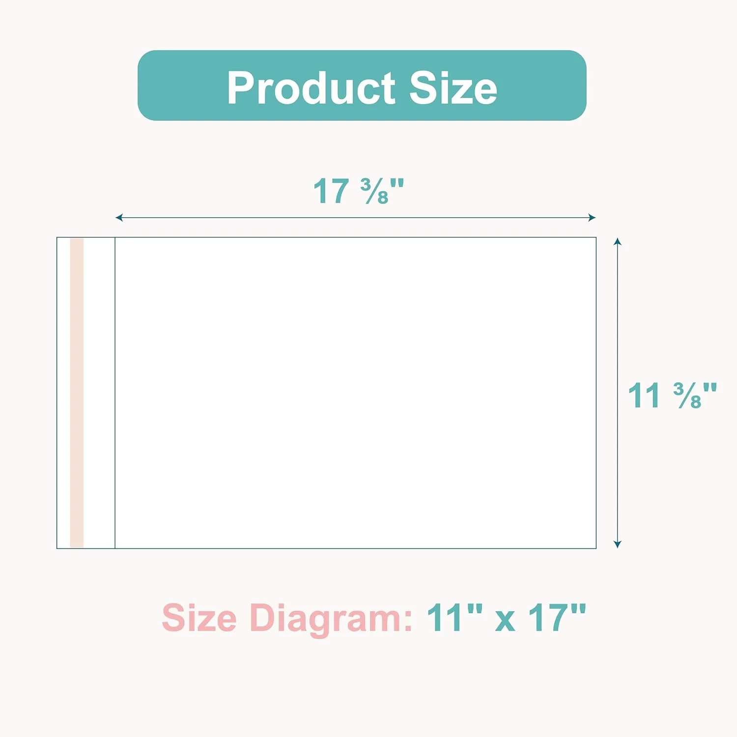 Acid-Free Picture Sleeves, 100 Pack Crystal Clear Storage Bags for 11x17 Art Prints, Pictures, Photos, Frame Mats (Bag Size: 11 3/7"x17 1/2")