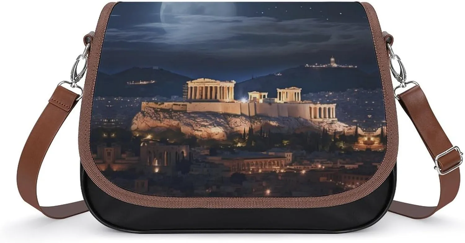 Acropolis Of Athens Women's Crossbody Bags PU Leather Bag Handbags Mini Shoulder Bag Messenger Bag