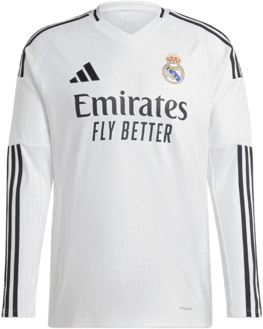 adidas Real Madrid Men’s Stadium Long Sleeve Home Jersey 2024/25 (US, Alpha, Large, Regular, Regular, White)
