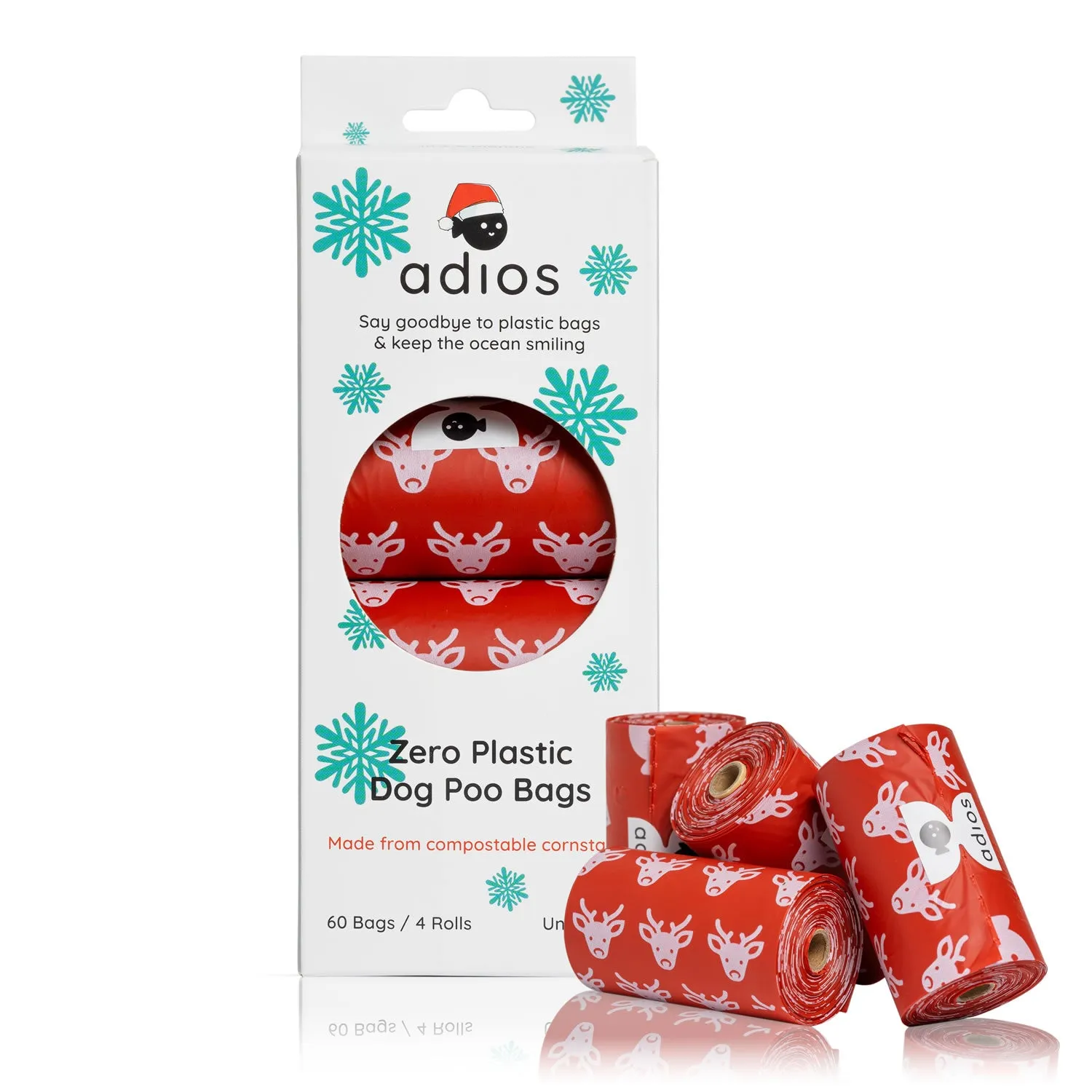 Adios Non Handle Poo Bags Xmas Red