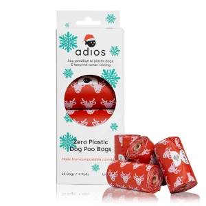 Adios Non Handle Poo Bags Xmas Red