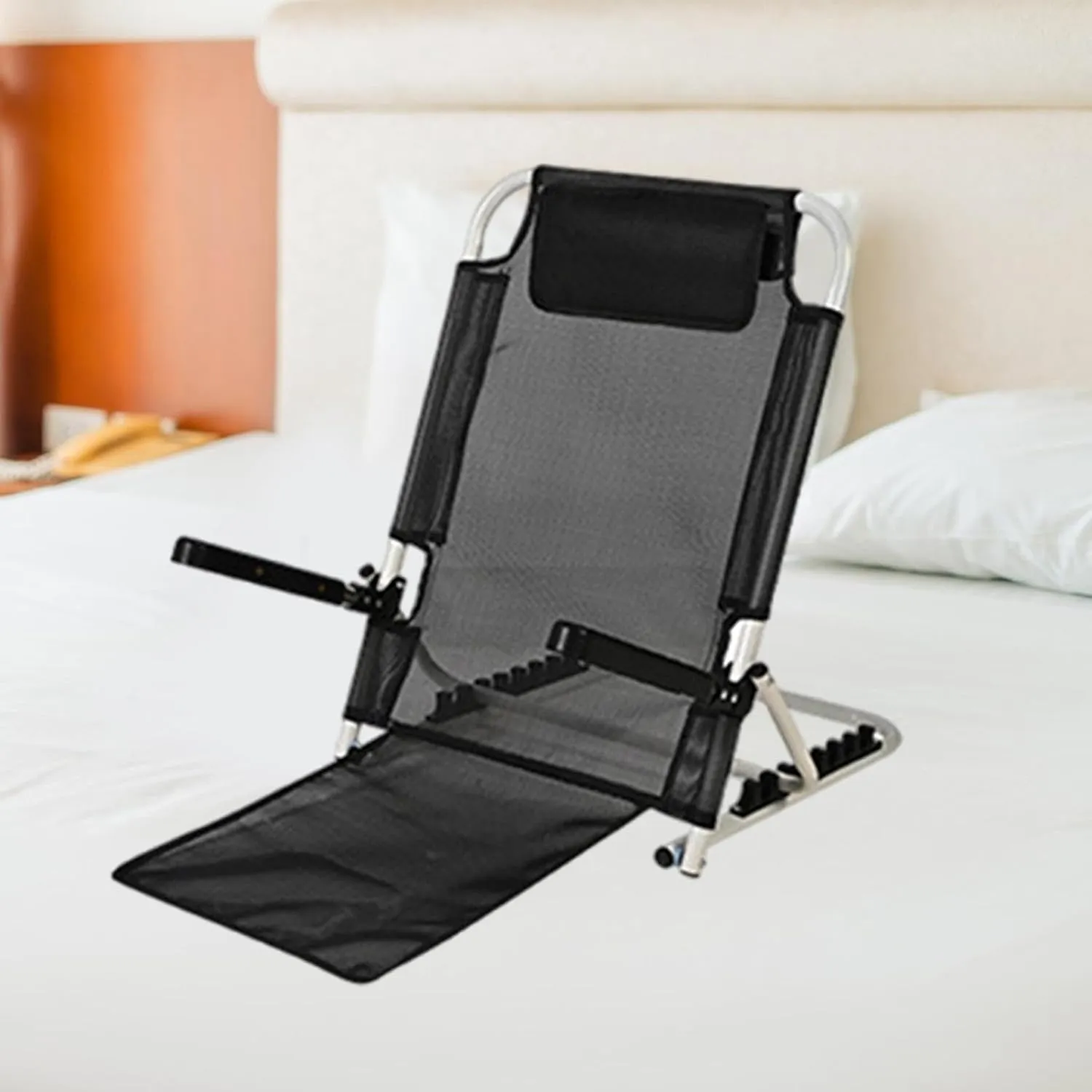 Adjustable Chair for Stadium and Beach with Back Support, Black
