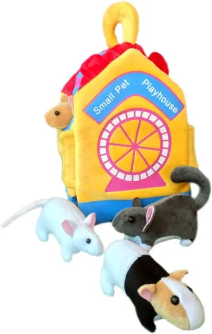 Adore 12" Small Pet Playhouse with Hamster Guinea Pig Mouse Chinchilla Stuffed Animal Plush Playset
