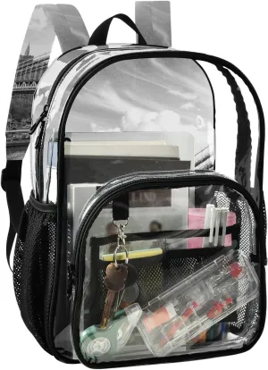 Aflyko PVC Backpack Manhattan Skyscrapers Brooklyn Bridge Transparent Bag Stadium Approved Daypack for Live House Concert Sport Game Festival Event Traveling