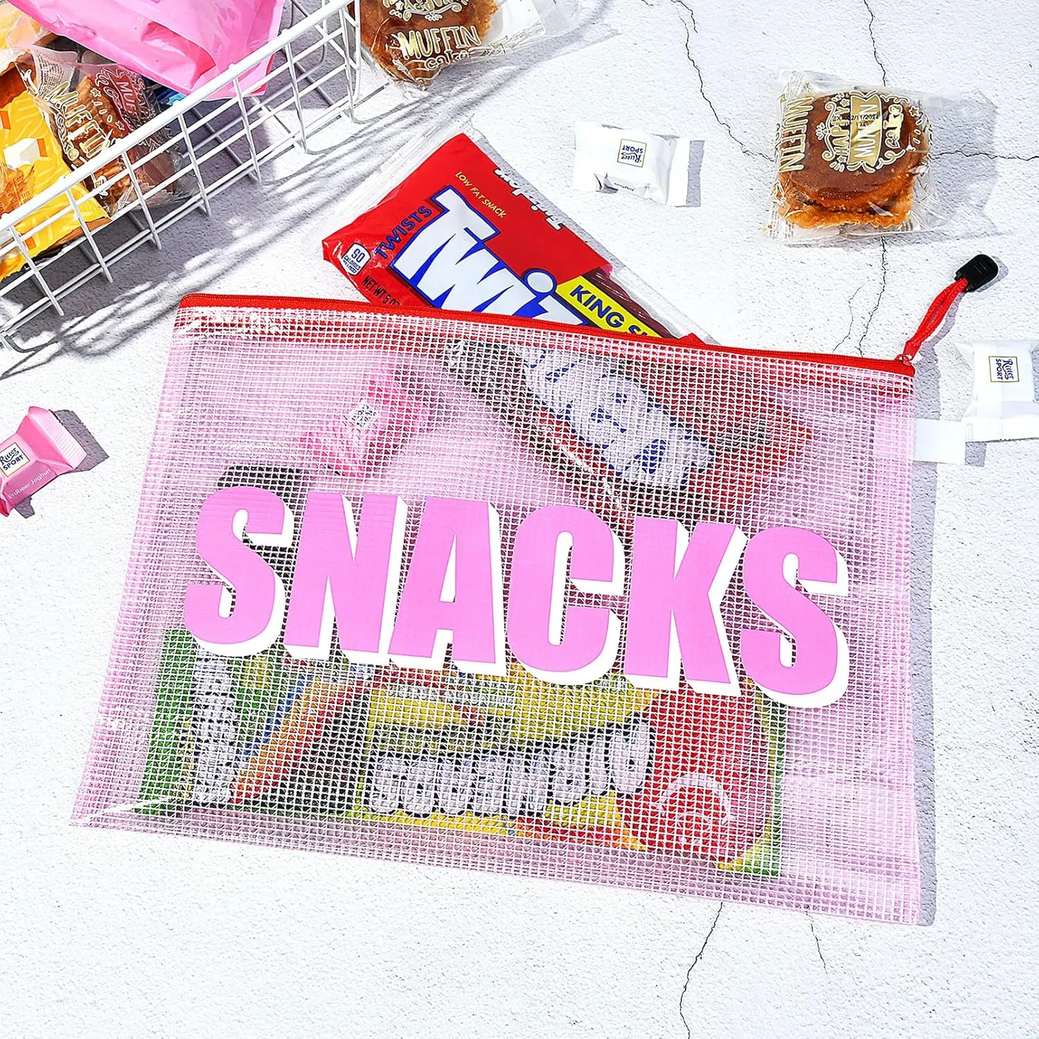 Aileam 4PCS Snack Bag for Travel Clear Zipper SnackPouch Waterproof Makeup Cosmetic Bags for Women Girls Clear Pouch for Essentials