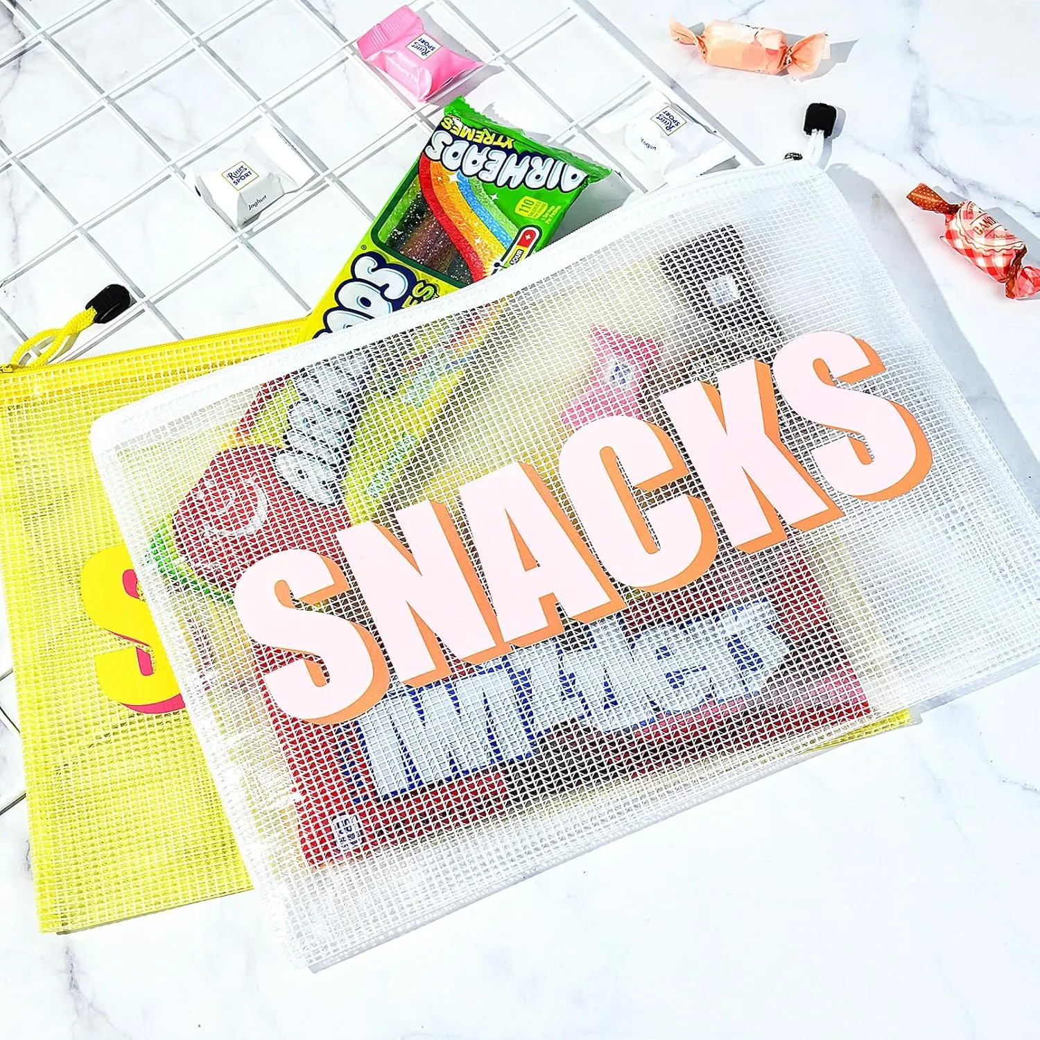 Aileam 4PCS Snack Bag for Travel Clear Zipper SnackPouch Waterproof Makeup Cosmetic Bags for Women Girls Clear Pouch for Essentials