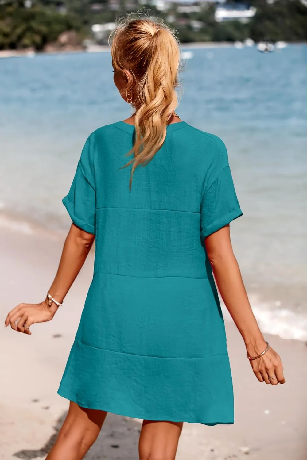 AI'MAGE Women's Swimsuit Coverups Bikini Beach Swimwear Cover Up A-line Bathing Suit Cover Up Dress with Pockets