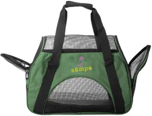 Airline Approved Soft Sided Pet Carrier by Zampa, Low Profile Travel Tote, Removable pad, Premium Zippers & Under Seat Compatibility, for Cats and Small Dogs (15" x 17" x 7", Olive Green)