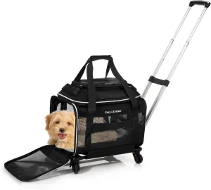 Airline Approved Top-Expanding Pet Carrier on Wheels- Extra Spacious Soft Lined Carrier! 18x11x11 (Original Mesh Sides)