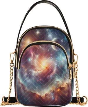 ALAZA Chain Crossbody Bags for Women Space Universe Quilted Shoulder Crossbody Handbags Travel Cross Body Cell Phone Purses Bags