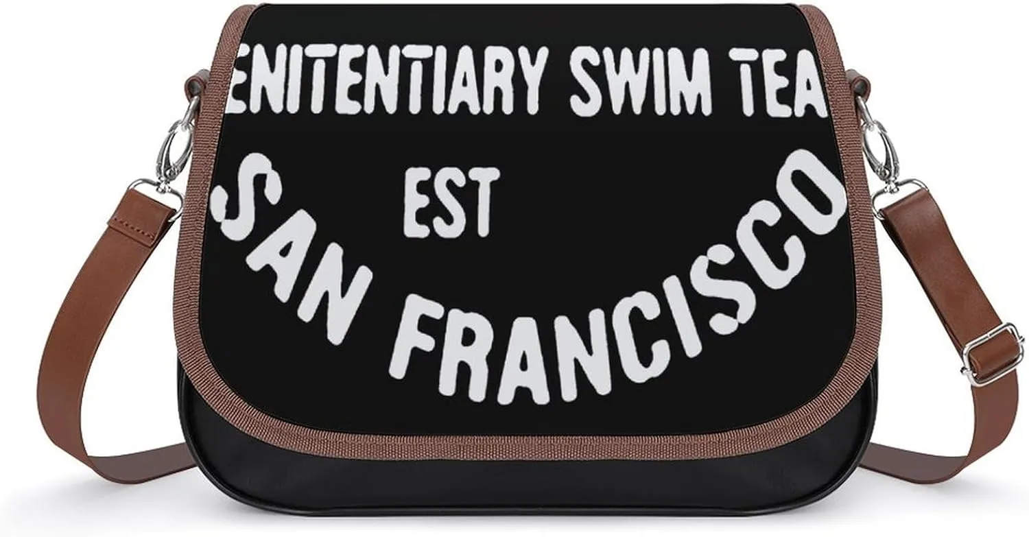 Alcatraz Penitentiary Swim Team San Francisco Fashion Crossbody Bags Purses for Women Funny Printing Shoulder Handbags Gifts