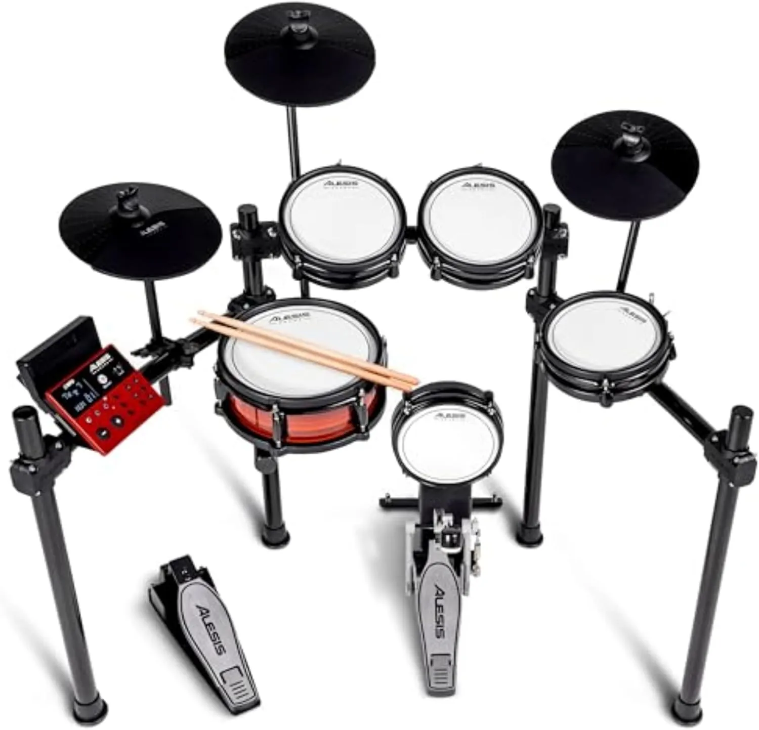 Alesis Nitro Pro Electric Drum Set with Dual Zone Quiet Mesh Pads, 500  Authentic BFD Sounds, Bluetooth, Drumeo, USB MIDI, Double Kick compatible