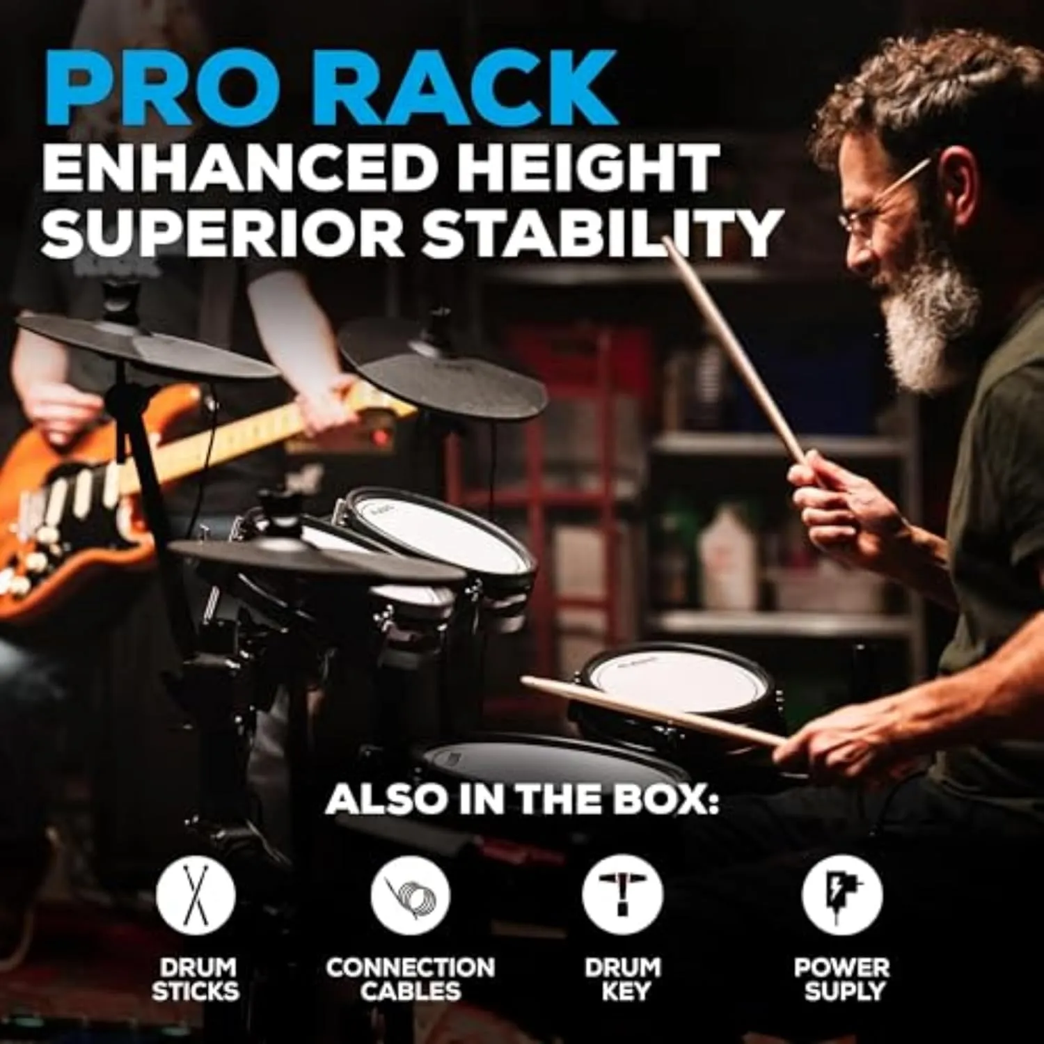 Alesis Nitro Pro Electric Drum Set with Dual Zone Quiet Mesh Pads, 500  Authentic BFD Sounds, Bluetooth, Drumeo, USB MIDI, Double Kick compatible