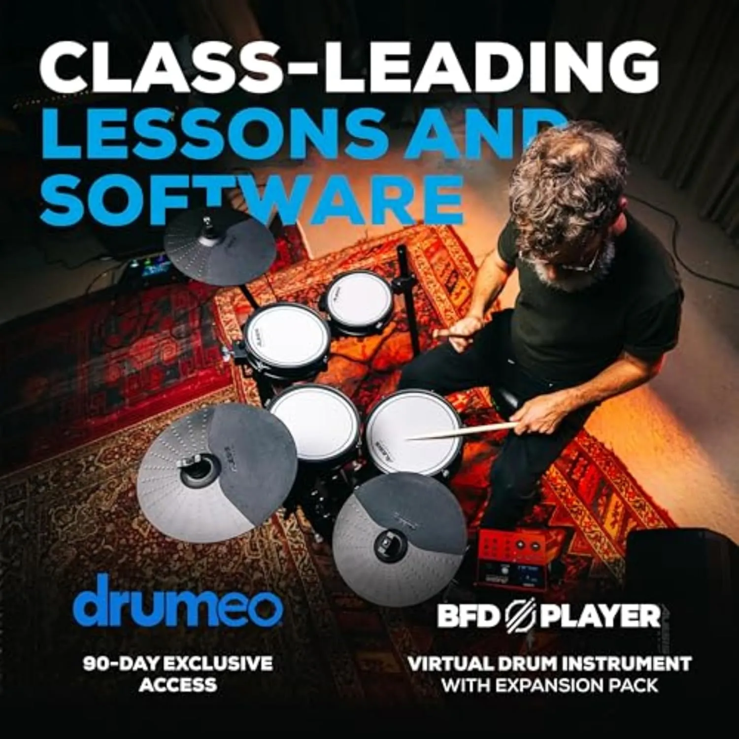 Alesis Nitro Pro Electric Drum Set with Dual Zone Quiet Mesh Pads, 500  Authentic BFD Sounds, Bluetooth, Drumeo, USB MIDI, Double Kick compatible