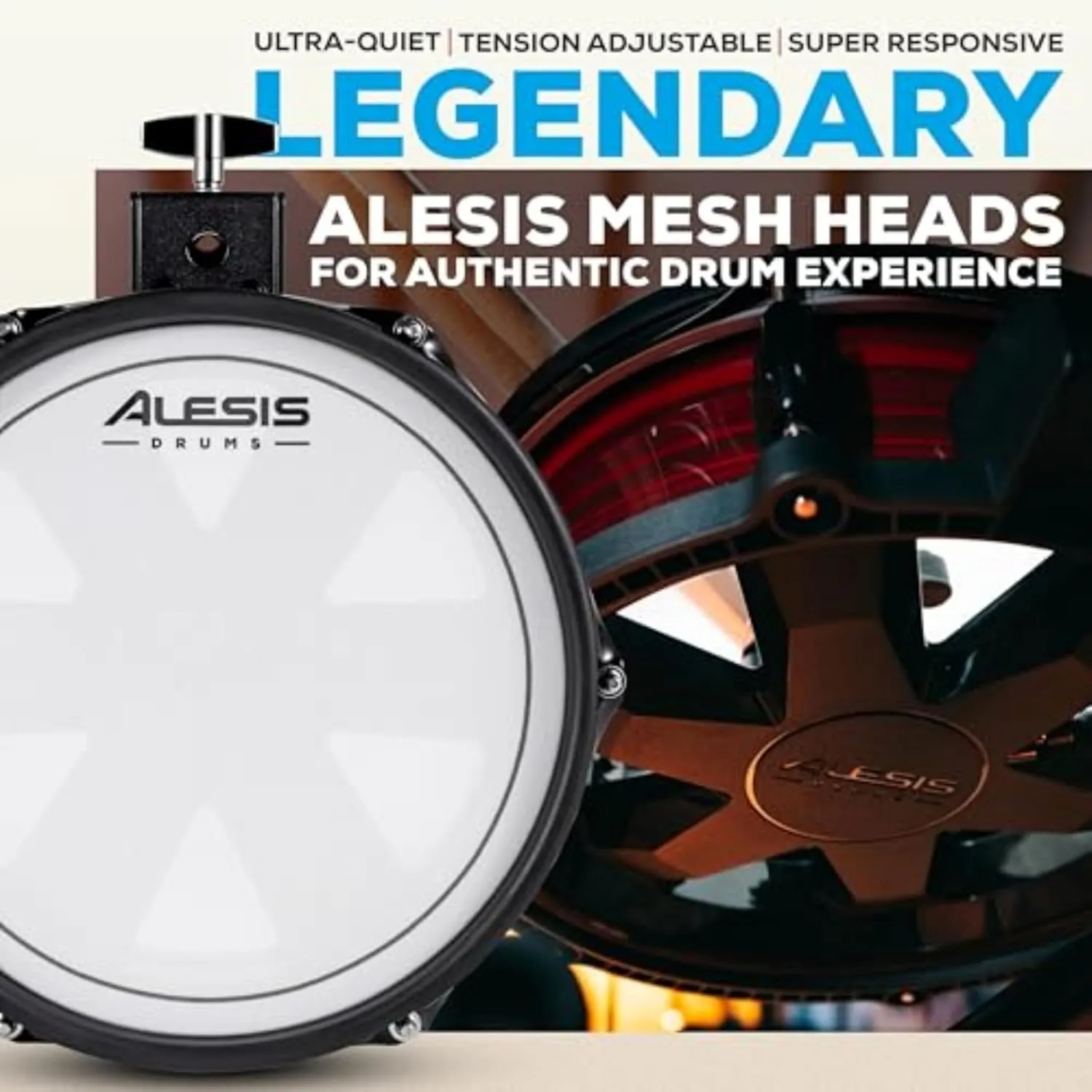 Alesis Nitro Pro Electric Drum Set with Dual Zone Quiet Mesh Pads, 500  Authentic BFD Sounds, Bluetooth, Drumeo, USB MIDI, Double Kick compatible