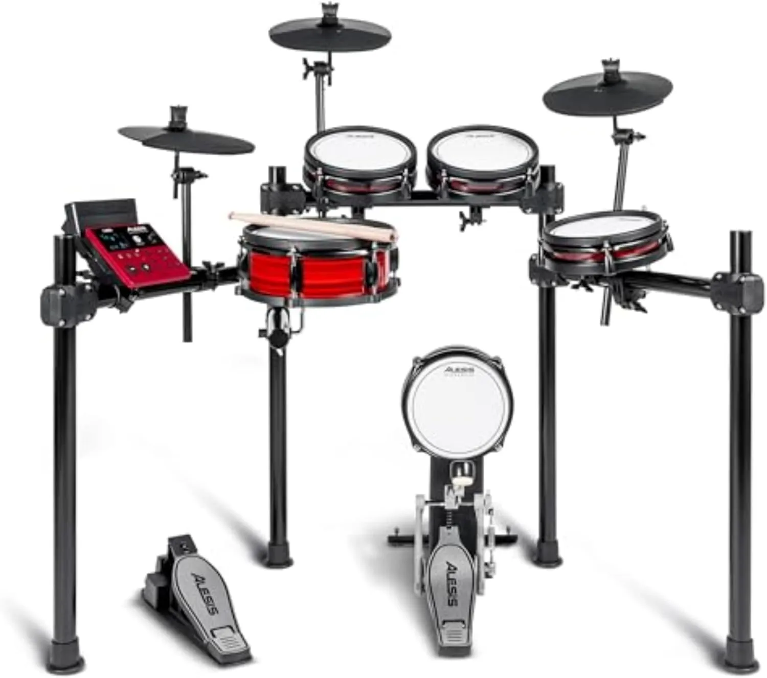 Alesis Nitro Pro Electric Drum Set with Dual Zone Quiet Mesh Pads, 500  Authentic BFD Sounds, Bluetooth, Drumeo, USB MIDI, Double Kick compatible