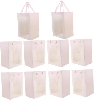 Alipis Valentines Day Bags Window Paper Tote Shopping Bags Handle for Flowers Wrapping