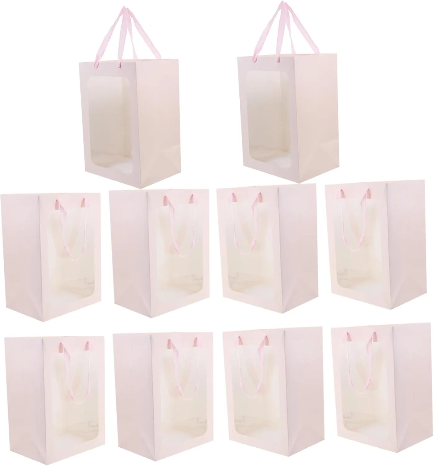 Alipis Valentines Day Bags Window Paper Tote Shopping Bags Handle for Flowers Wrapping
