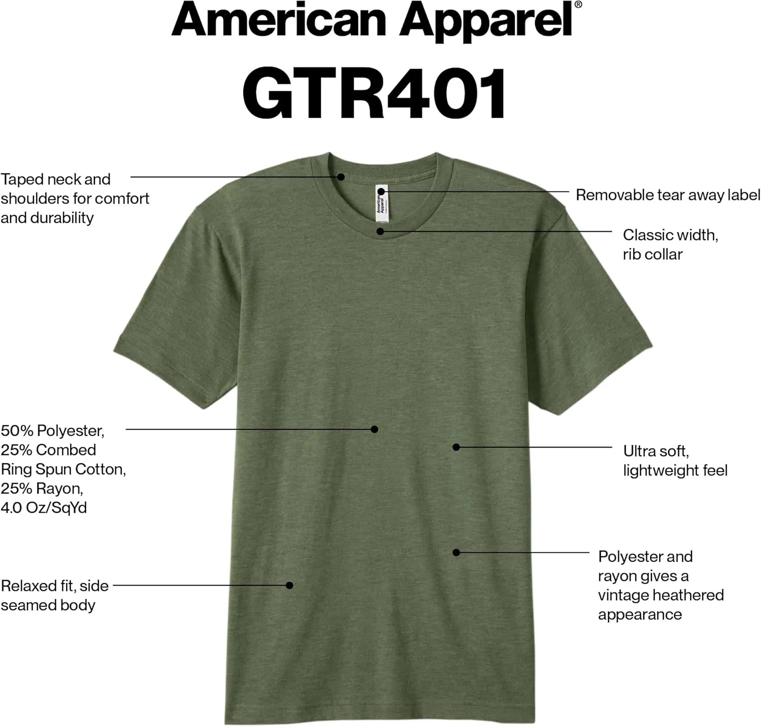 American Apparel Unisex Adult Tri-Blend Crewneck Short Sleeve Track T-Shirt (2 Pack)