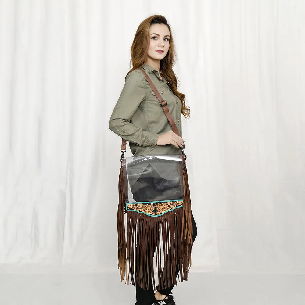 American Darling ADBGZ727 Clear Bag Hand Tooled Genuine Leather Women Bag Western Handbag Purse