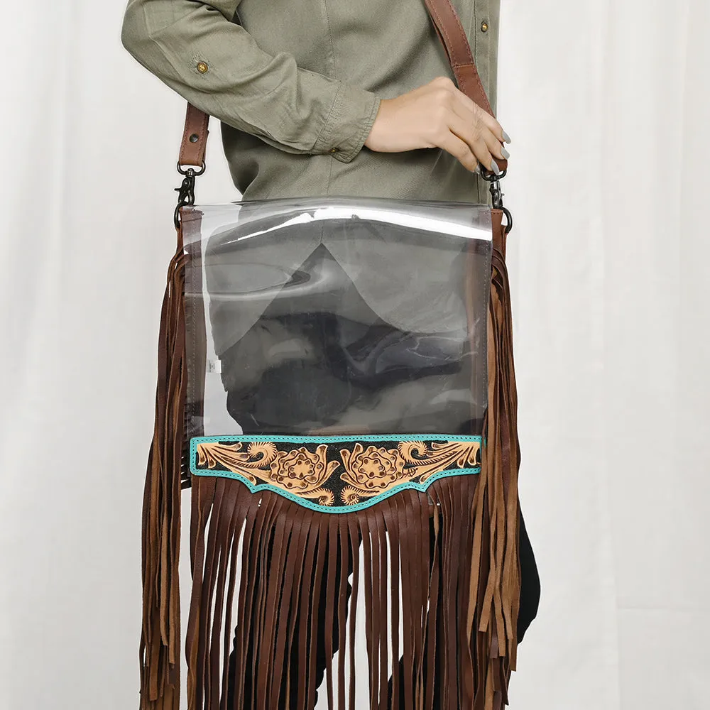 American Darling ADBGZ727 Clear Bag Hand Tooled Genuine Leather Women Bag Western Handbag Purse