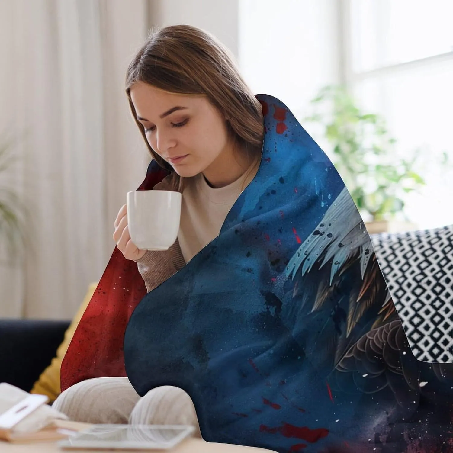 American Flag Bald Eagle Throw Blanket Patriotic Print Blankets Gifts Couch Sofa Bed Stuff Decor Soft Cozy Fleece Plush Flannel Bedding for Lover Men Women Adults 40"x50"