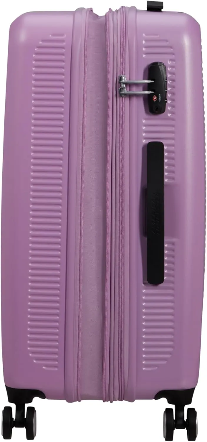 American Tourister Astrobeam Spinner M, Expandable Suitcase, 67 cm, 69/80 L, Pastel Lavender, Metallic Look, 4 Spinner Wheels, TSA Combination Lock