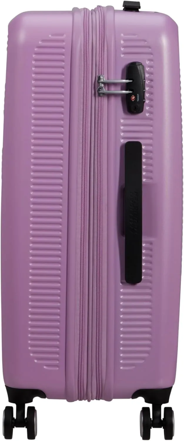 American Tourister Astrobeam Spinner M, Expandable Suitcase, 67 cm, 69/80 L, Pastel Lavender, Metallic Look, 4 Spinner Wheels, TSA Combination Lock