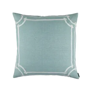 Angie Square Pillow Spa Linen / White Linen Appliqué 24X24 (Insert Included)