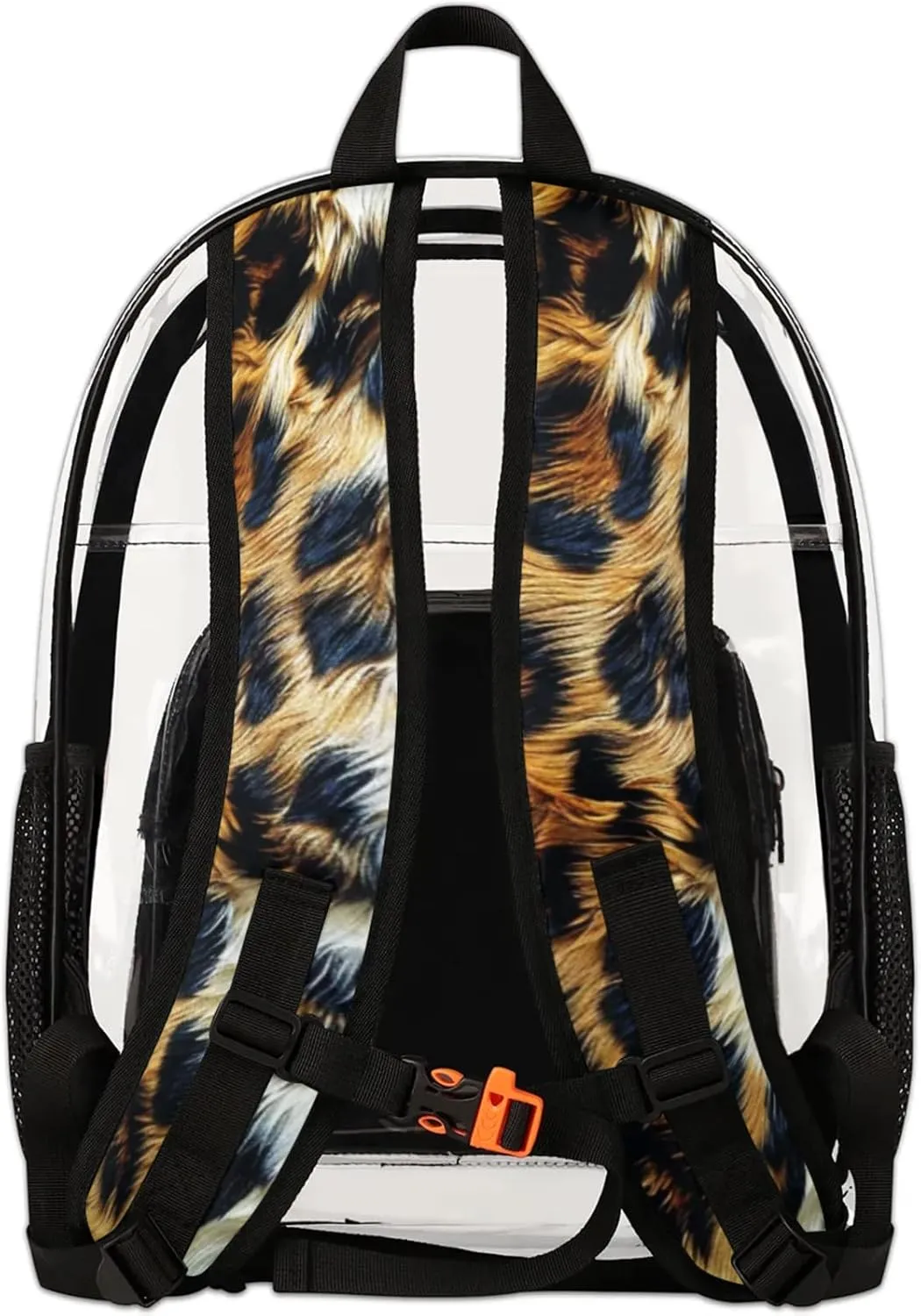 Animals Tiger Fur Clear Backpack for Stadium Events Heavy Duty Transparent Daypack PVC See Through Clear BookBag for for Women Men Adults Concerts Work Festival Sports Travel