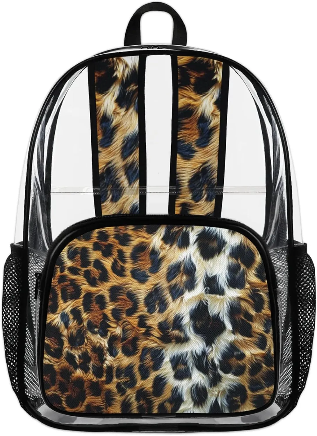 Animals Tiger Fur Clear Backpack for Stadium Events Heavy Duty Transparent Daypack PVC See Through Clear BookBag for for Women Men Adults Concerts Work Festival Sports Travel