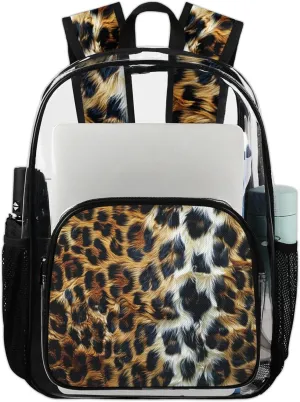 Animals Tiger Fur Clear Backpack for Stadium Events Heavy Duty Transparent Daypack PVC See Through Clear BookBag for for Women Men Adults Concerts Work Festival Sports Travel
