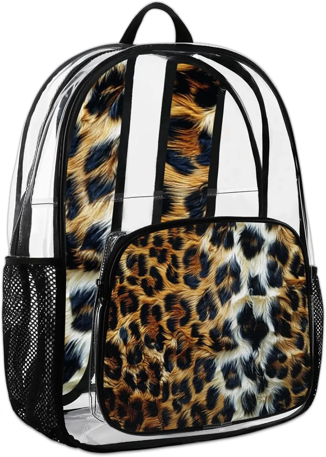 Animals Tiger Fur Clear Backpack for Stadium Events Heavy Duty Transparent Daypack PVC See Through Clear BookBag for for Women Men Adults Concerts Work Festival Sports Travel