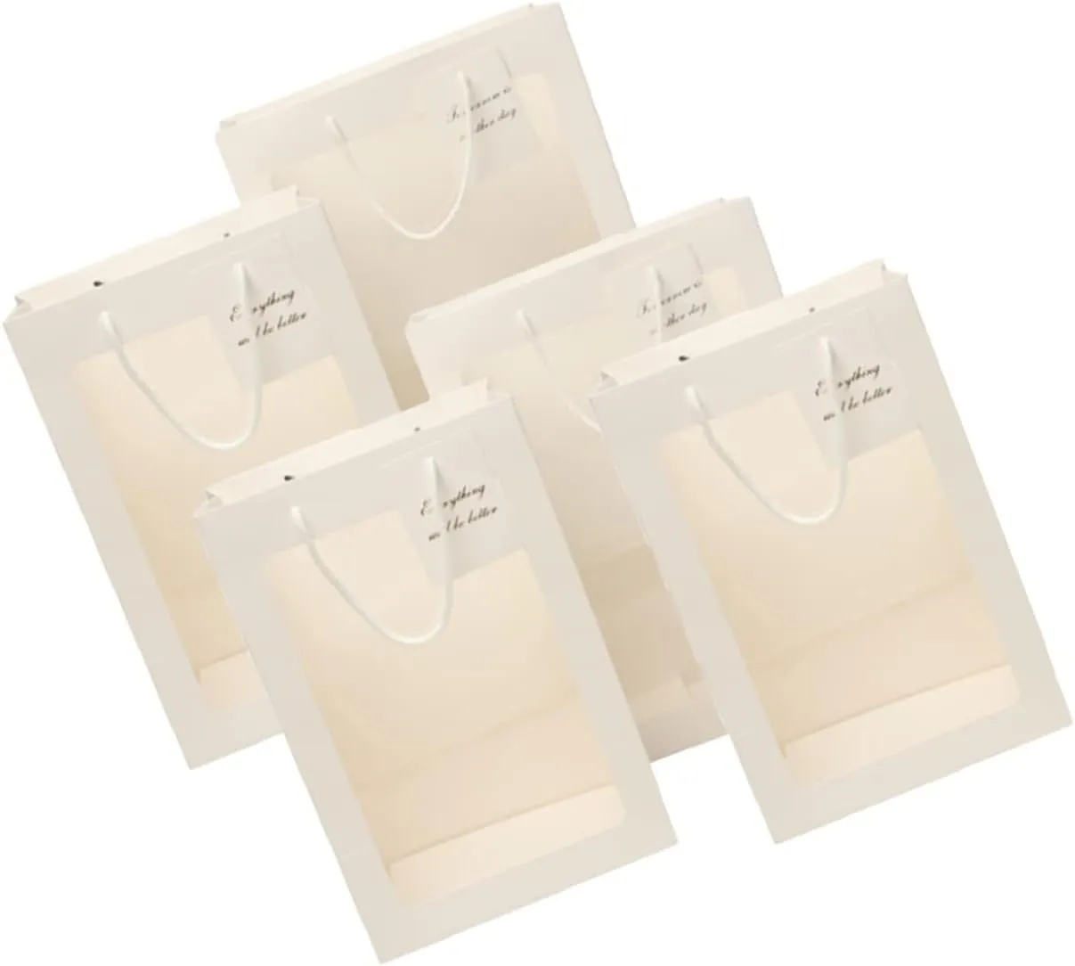 Anneome 5pcs Portable Flower Paper Bag Handheld Window Present Bag Window for Birthday