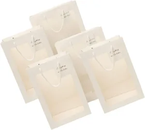 Anneome 5pcs Portable Flower Paper Bag Handheld Window Present Bag Window for Birthday