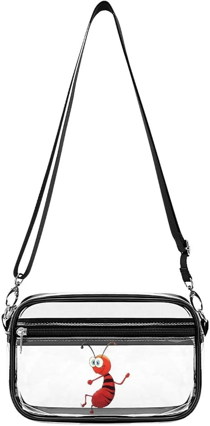 Ant Clear Bag PVC Clear Crossbody Purse Bag Transparent Messenger Bag Shoulder Handbag