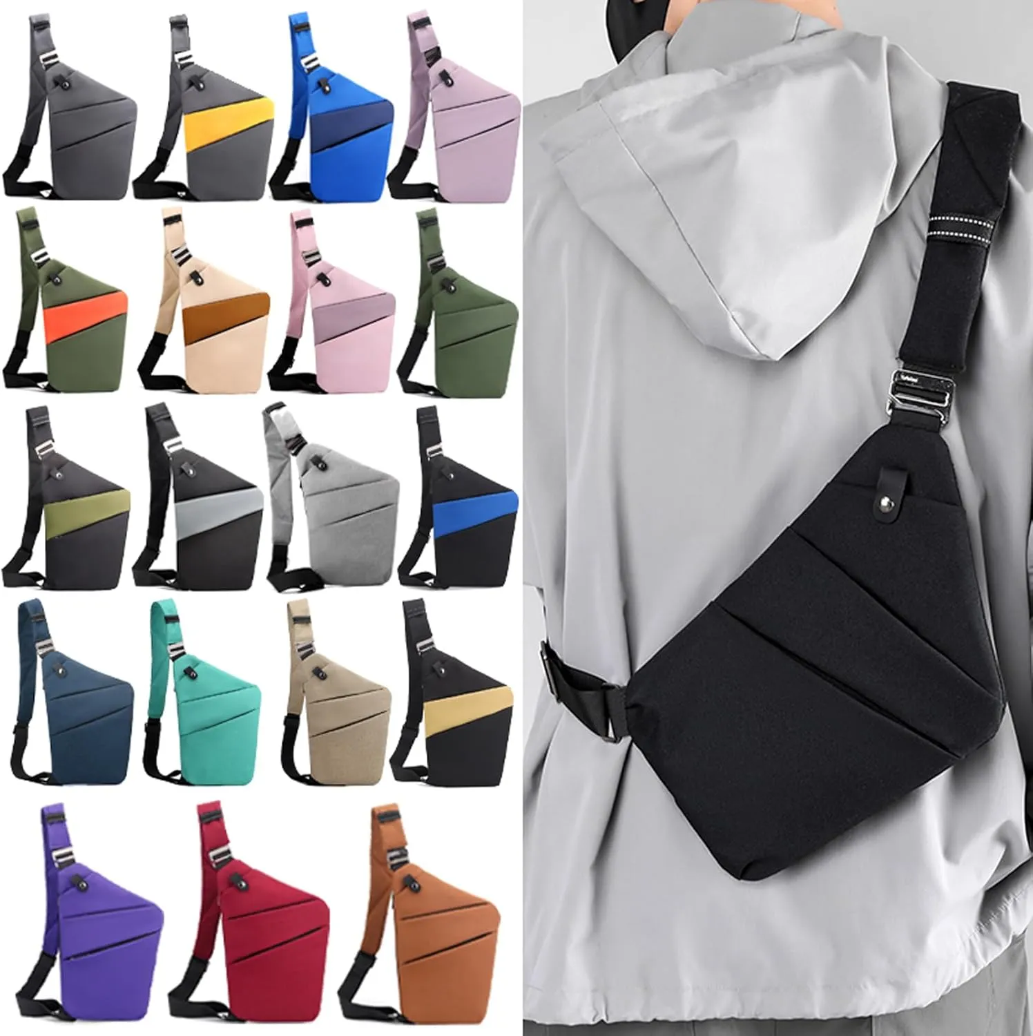 Anti Theft Crossbody Bags for Women, 2025 New Anti-Theft Travel Bag, Shoulder Bag Anti-theft Design for Travel, Sport (Army Green - Right Shoulder)