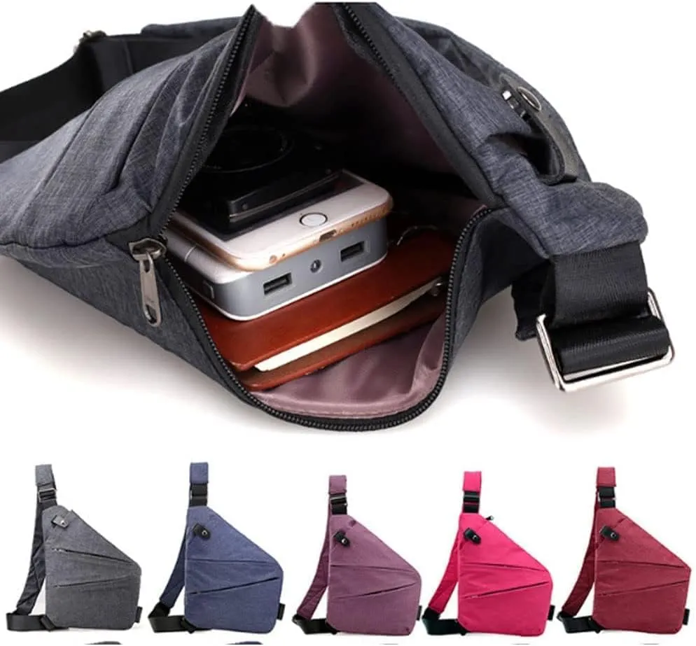 Anti Theft Travel Bag Slim Sling Cross Body Travel Bag for Women Men