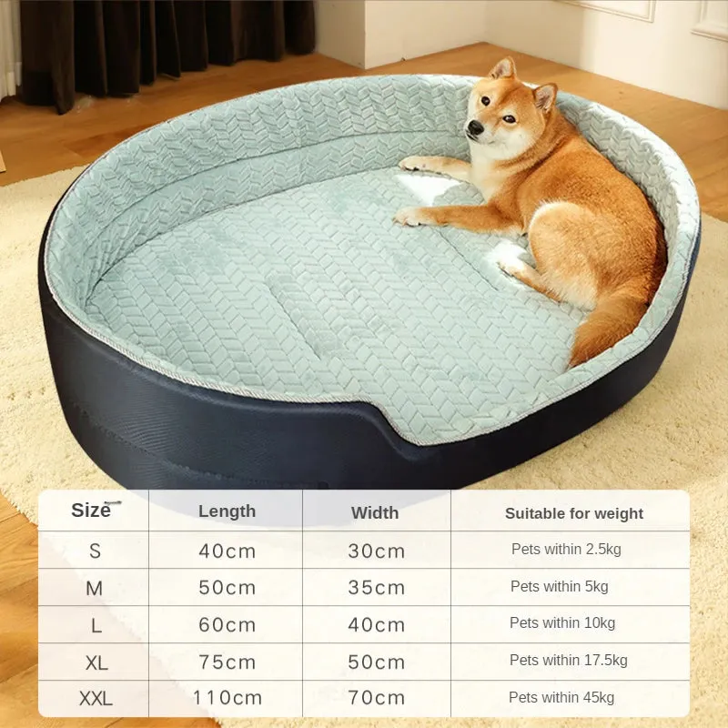 ANYWAGS Pet Bed Black and Blue Double Sided Dog Mat Kennel Soft Fleece Sofa