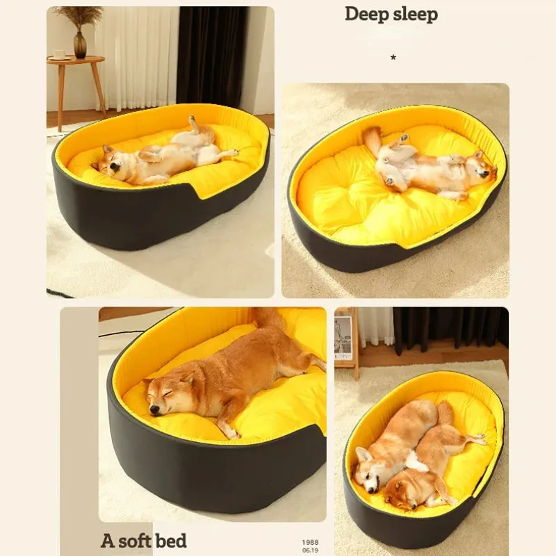 ANYWAGS Pet Bed Black and Blue Double Sided Dog Mat Kennel Soft Fleece Sofa
