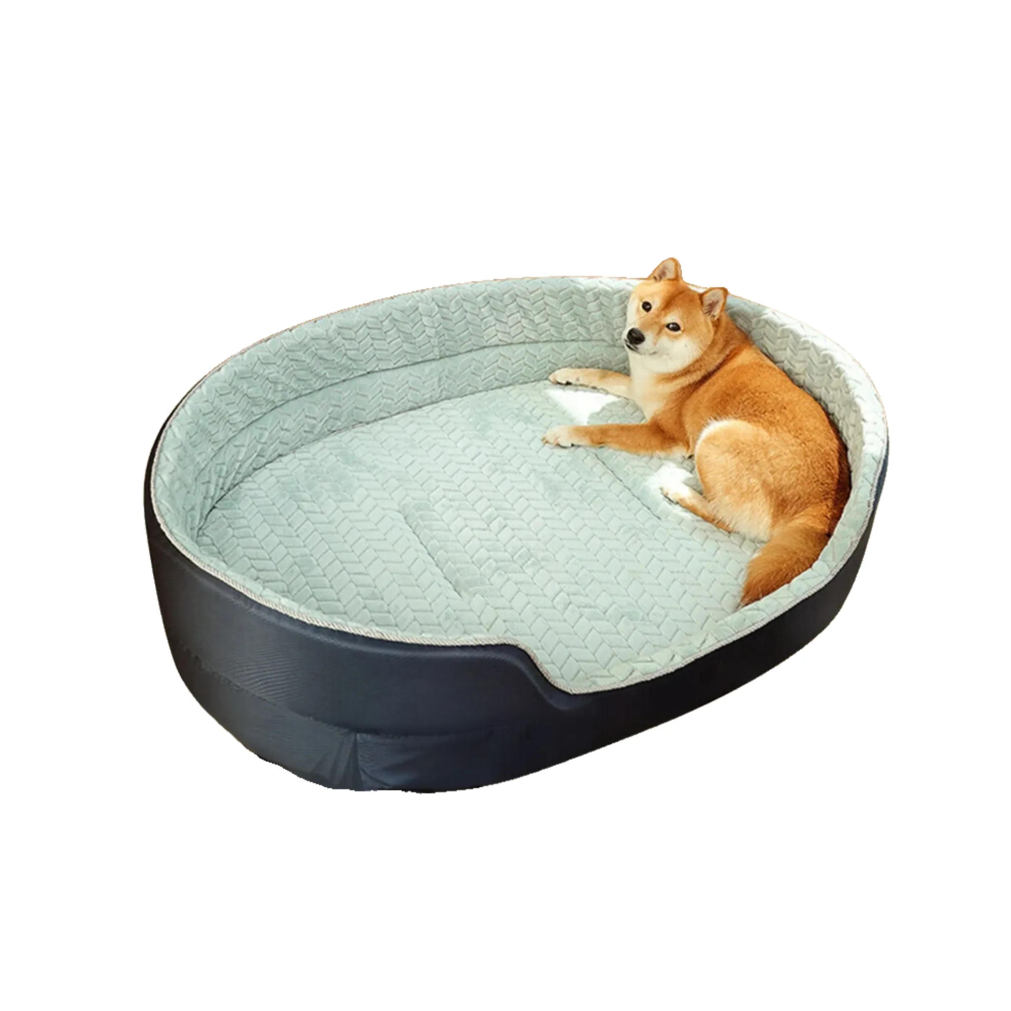 ANYWAGS Pet Bed Black and Blue Double Sided Dog Mat Kennel Soft Fleece Sofa