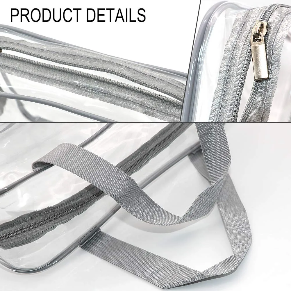 APREUTY Clear Makeup Bags, TSA Approved 6Pcs Cosmetic Makeup Bags Set Clear PVC with Zipper Handle Portable Travel Luggage Pouch Airport Airline Bags Bathroom (Gray)