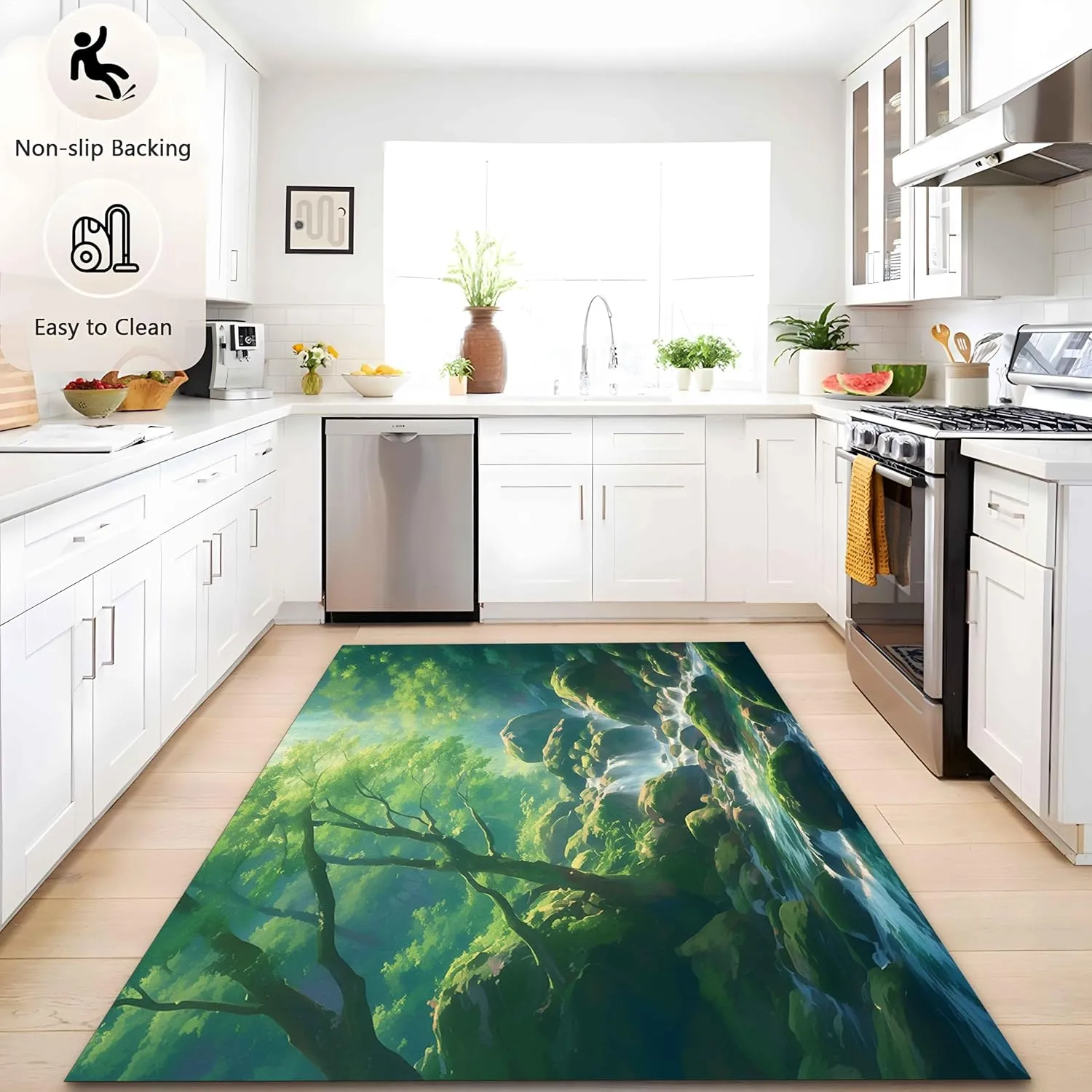 Area Rug for Bedroom Living Room 3ft x 5ft - Plants, Jungles, Streams Non-Slip Rectangular Rugs, Floor Mats for Playroom, Office, Dorm, Kids Room Decor, Plush Carpet, Extra Soft Fuzzy Rug