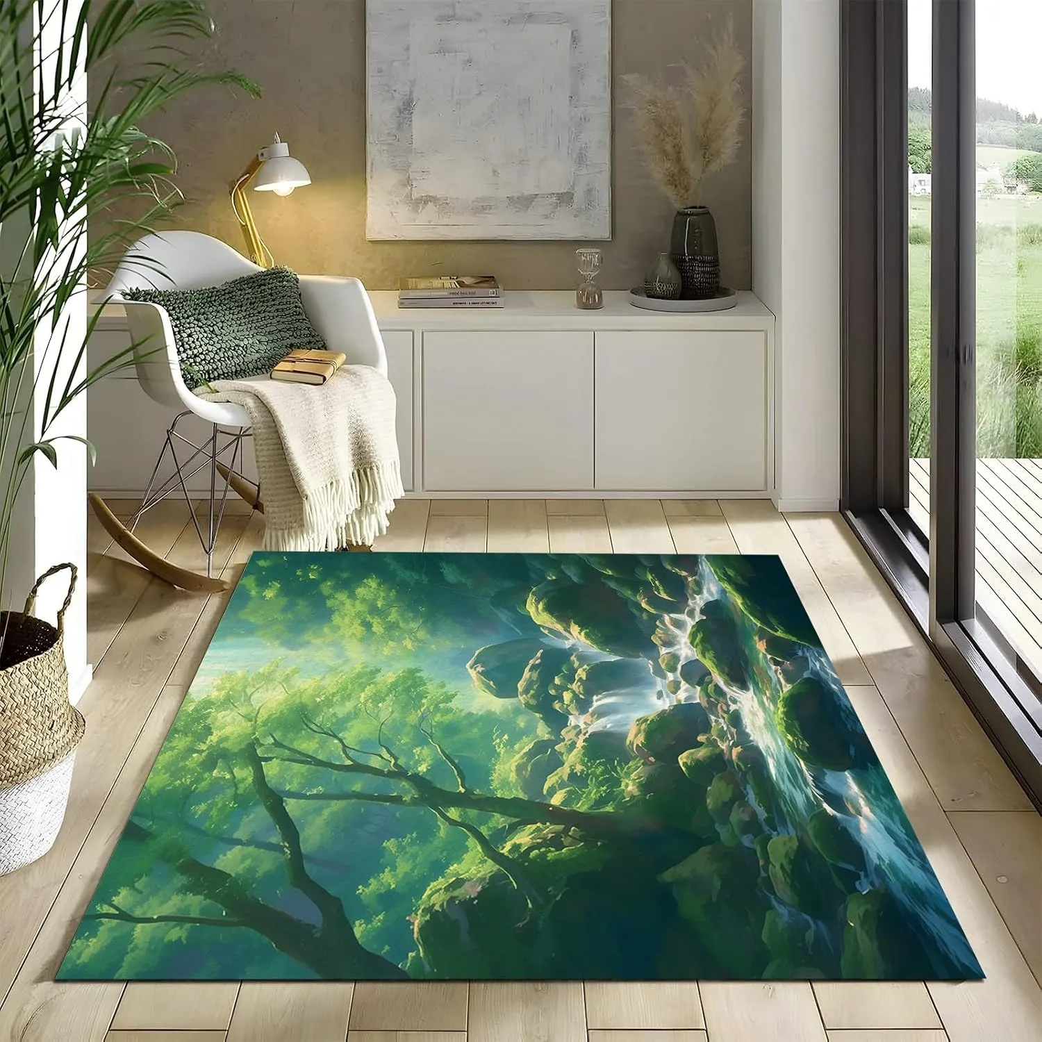 Area Rug for Bedroom Living Room 3ft x 5ft - Plants, Jungles, Streams Non-Slip Rectangular Rugs, Floor Mats for Playroom, Office, Dorm, Kids Room Decor, Plush Carpet, Extra Soft Fuzzy Rug