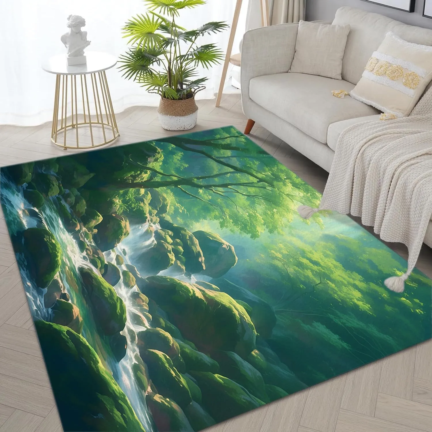 Area Rug for Bedroom Living Room 3ft x 5ft - Plants, Jungles, Streams Non-Slip Rectangular Rugs, Floor Mats for Playroom, Office, Dorm, Kids Room Decor, Plush Carpet, Extra Soft Fuzzy Rug