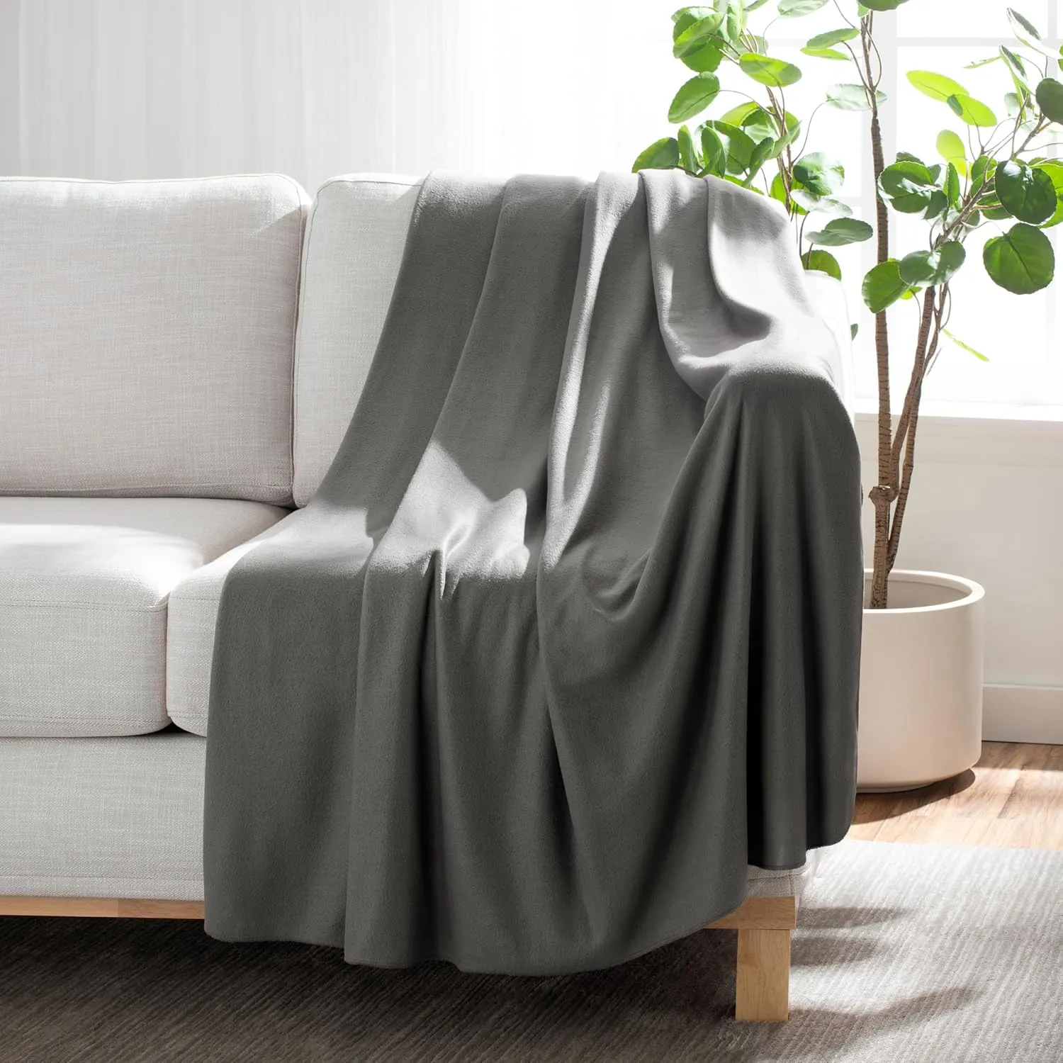 Arkwright Polar Fleece Throw Blankets Bulk - Case of 24 - Ultra Soft Cozy Blanket for Car, Camping, Couch, Office, Outdoor, Home, and Bed, 50 x 60 in, Beige
