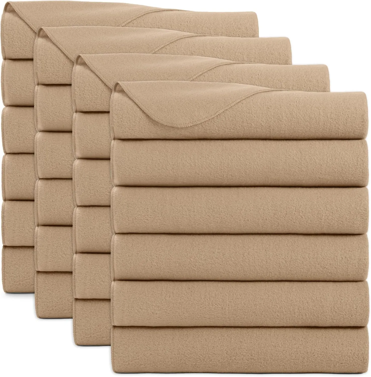 Arkwright Polar Fleece Throw Blankets Bulk - Case of 24 - Ultra Soft Cozy Blanket for Car, Camping, Couch, Office, Outdoor, Home, and Bed, 50 x 60 in, Beige