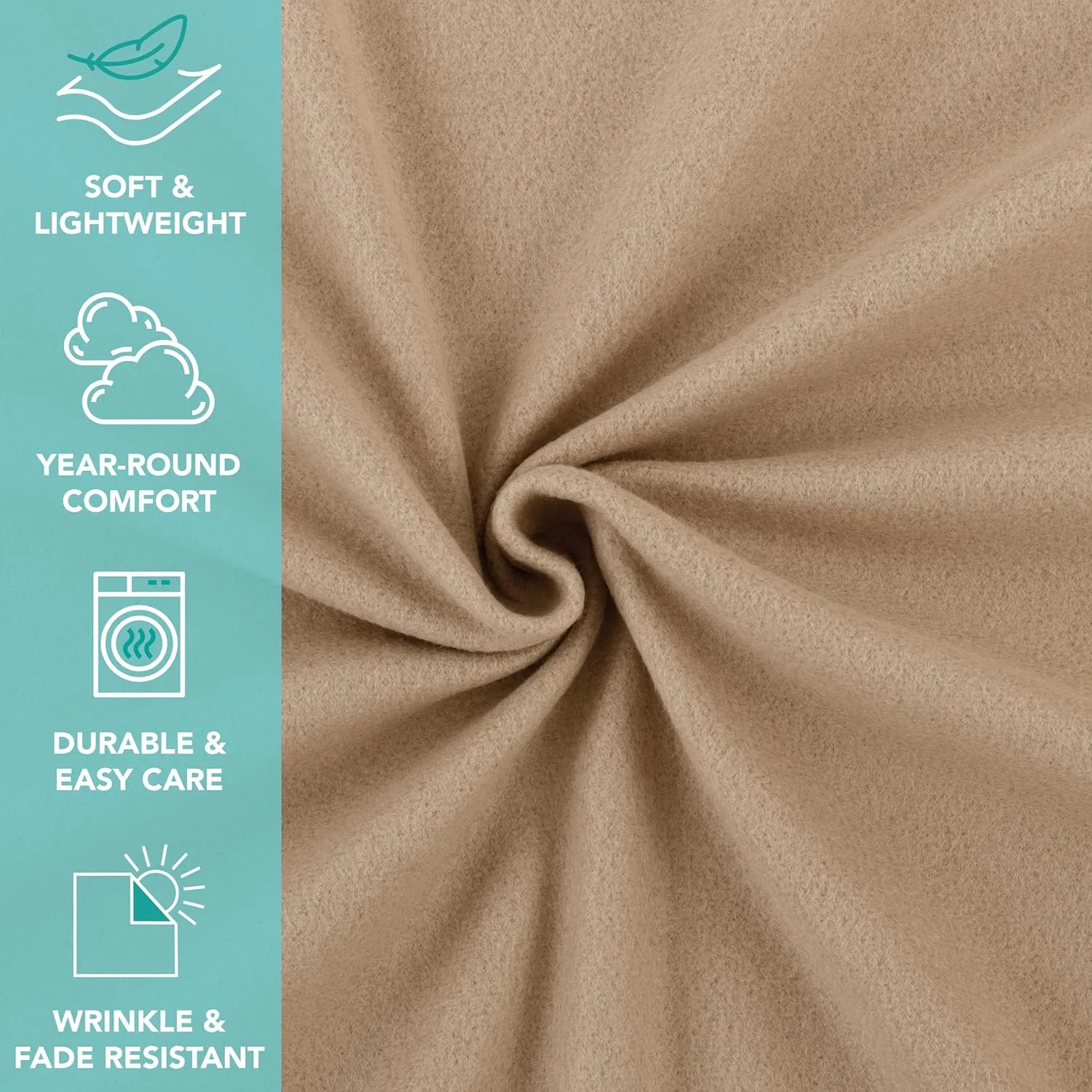 Arkwright Polar Fleece Throw Blankets Bulk - Case of 24 - Ultra Soft Cozy Blanket for Car, Camping, Couch, Office, Outdoor, Home, and Bed, 50 x 60 in, Beige