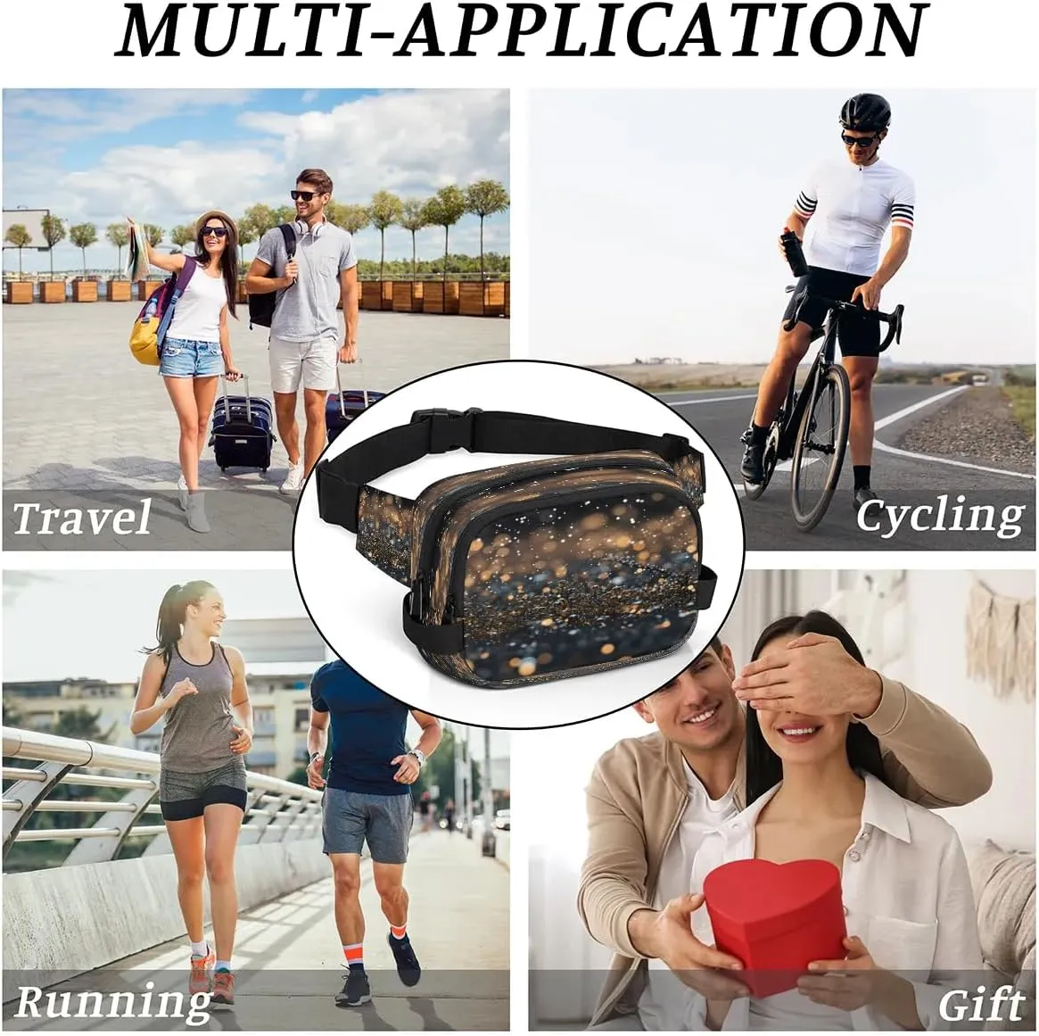 Art Vivid Beauty Pattern Fanny Packs for Women Men Waterproof Waist Bag with Adjustable Strap Belt Bag for Travel Running Hiking